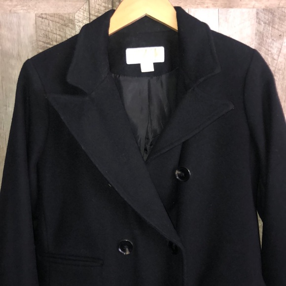 Michaels Kors long black wool button up coat size small - Picture 3 of 4